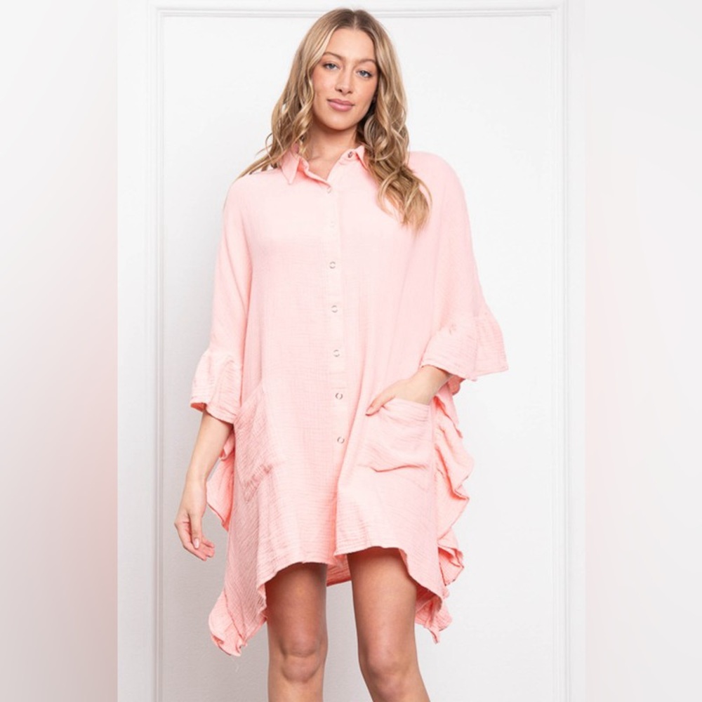 Pink Beach Cover Up It Grabs Attention Its So Nice . You Will Love It At Anytime - Picture 2 of 3